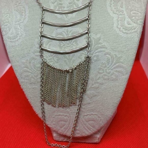 Lucky Brand Bar Ladder Fringe Statement Necklace - Picture 3 of 5